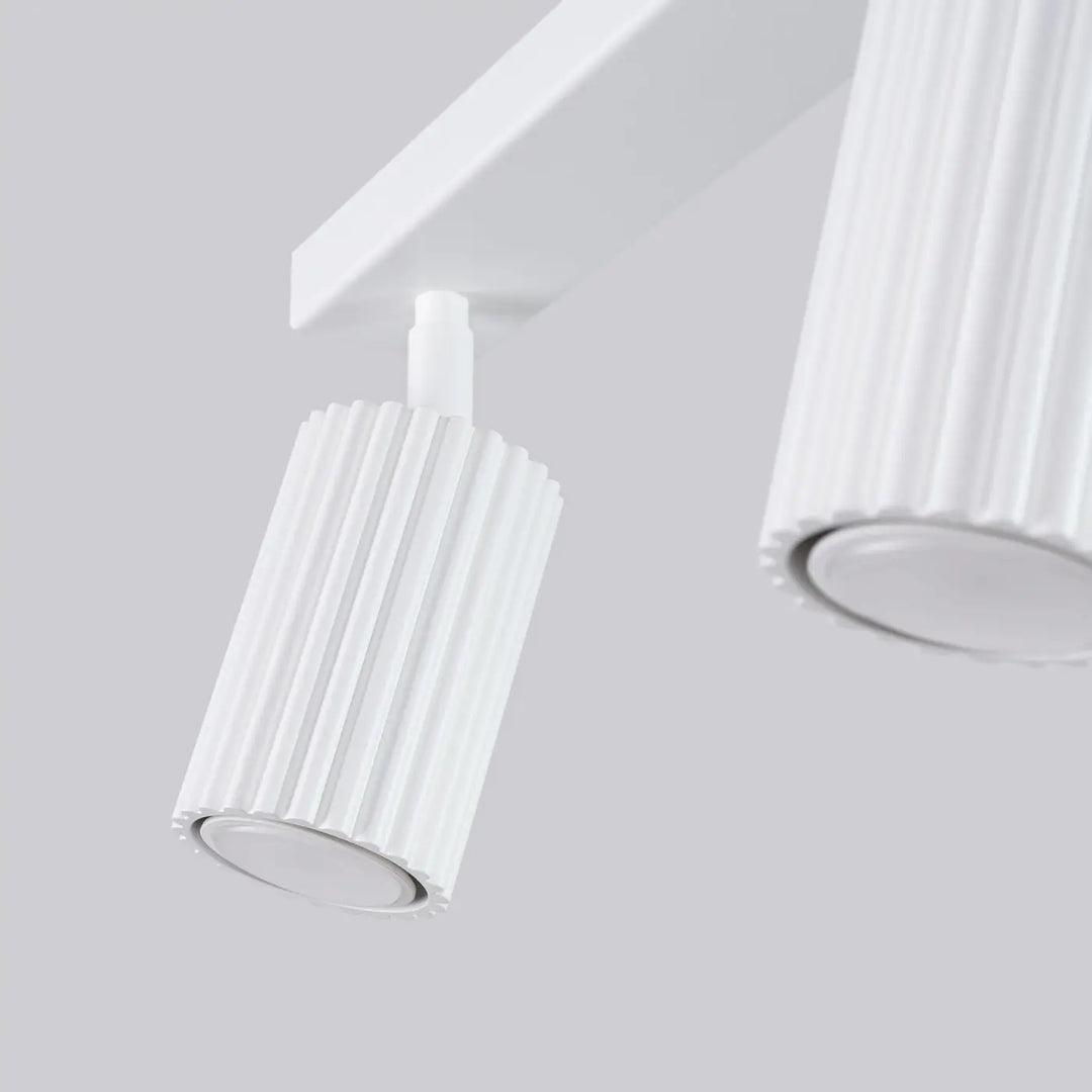 Plafonnier karbon blanc avec design minimaliste et ampoules gu10 interchangeables en cylindre rainuré moderne