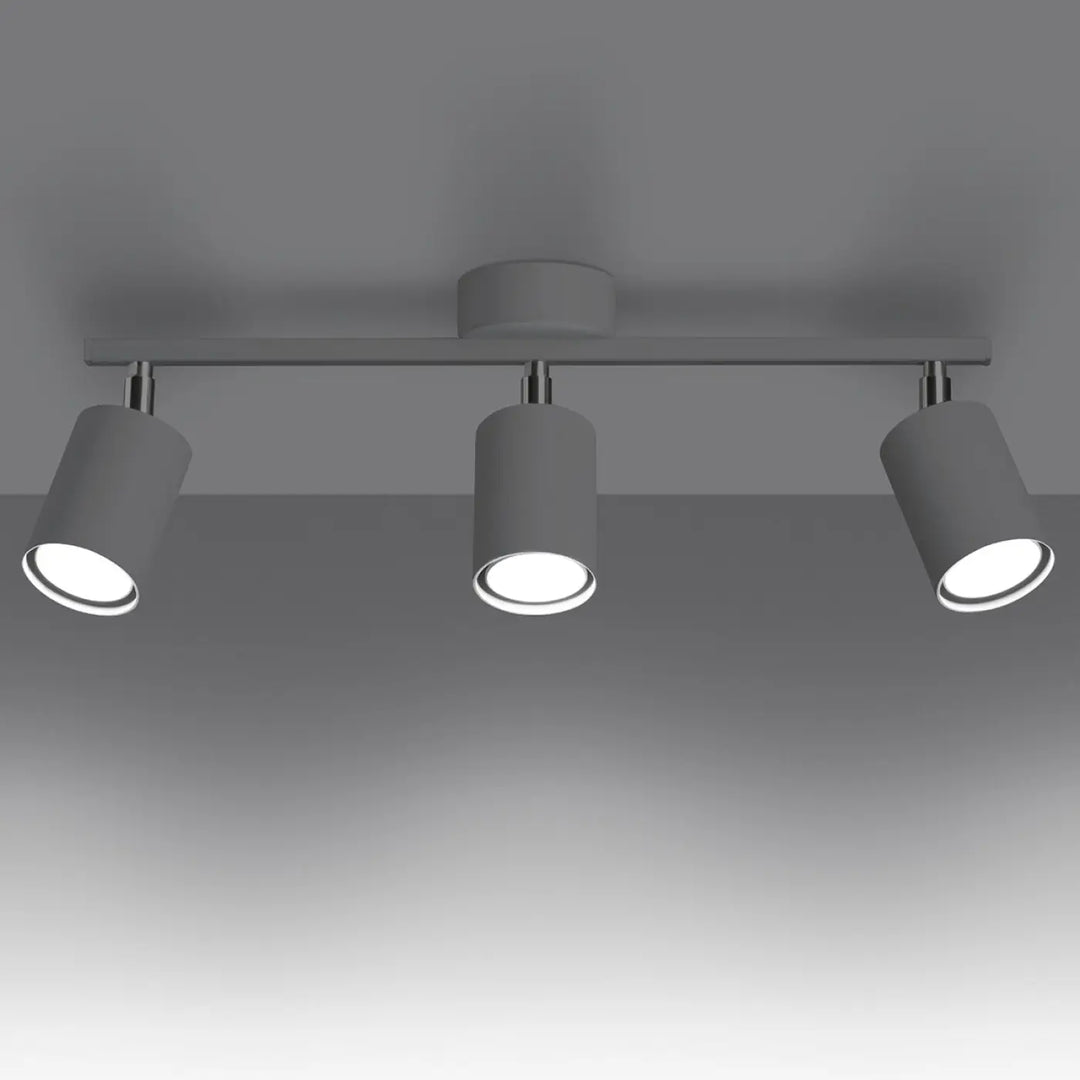 Plafonniers lemmi lumineux blanc avec trois modules led cylindriques et accents métalliques pour lumière conviviale