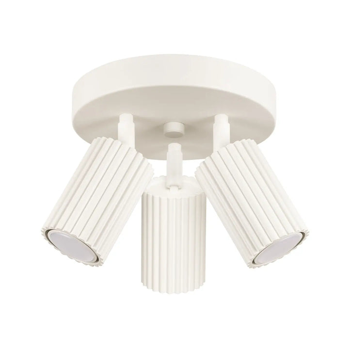 Plafonnier karbon allie beige avec trois têtes cylindriques ajustables en design minimaliste et ampoules gu10 interchangeables