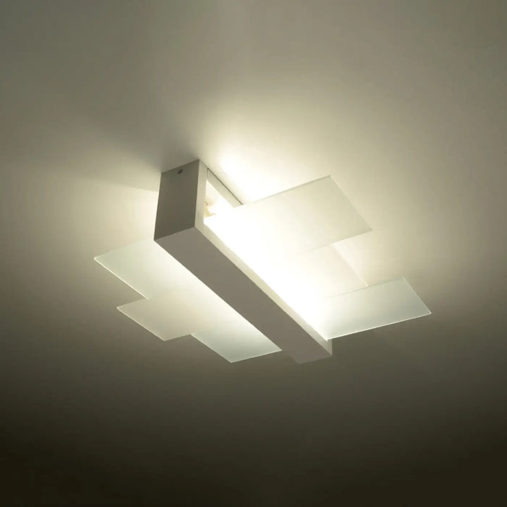 Luminaire plafonnier feniks 2 blanc avec panneaux rectangles superposés design intemporel pour lampes surprenantes
