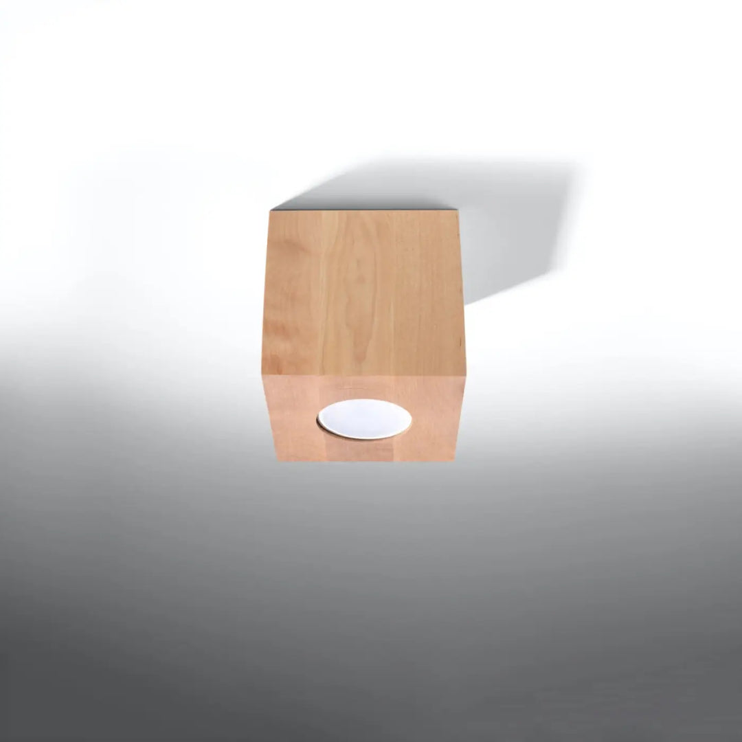 Luminaire plafonnier quad 1 en bois naturel avec panneau led circulaire blanc pour une ambiance chaleureuse