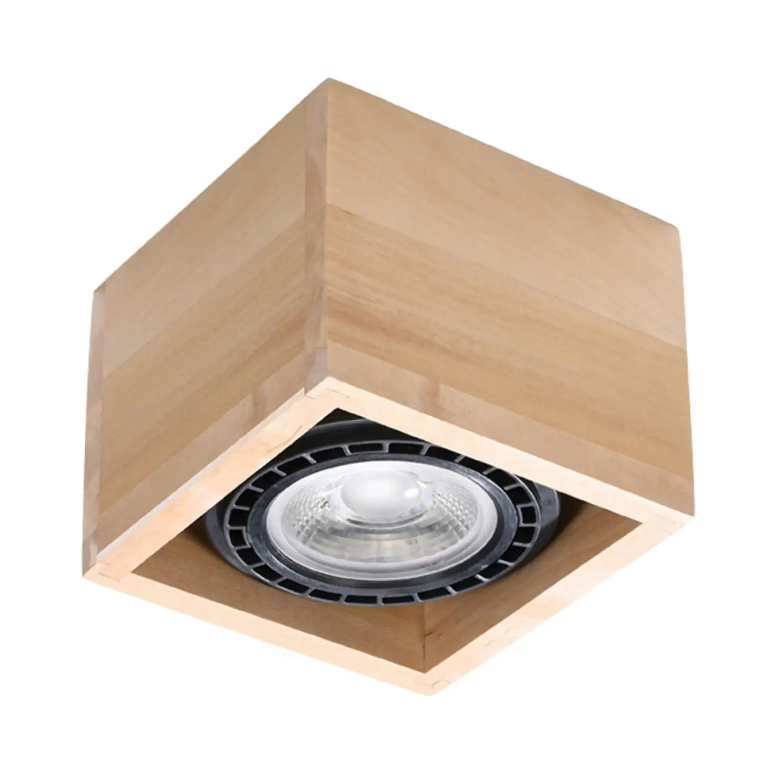 Luminaire plafonnier quatro 1 en bois naturel avec ampoule led encastrée pour un plafond quatro sentez mieux