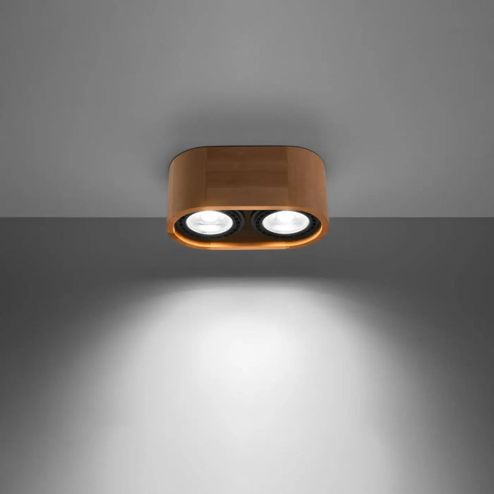Plafonnier basic 2 en bois naturel avec spot led double circulaire pour un éclairage moderne sentez mieux
