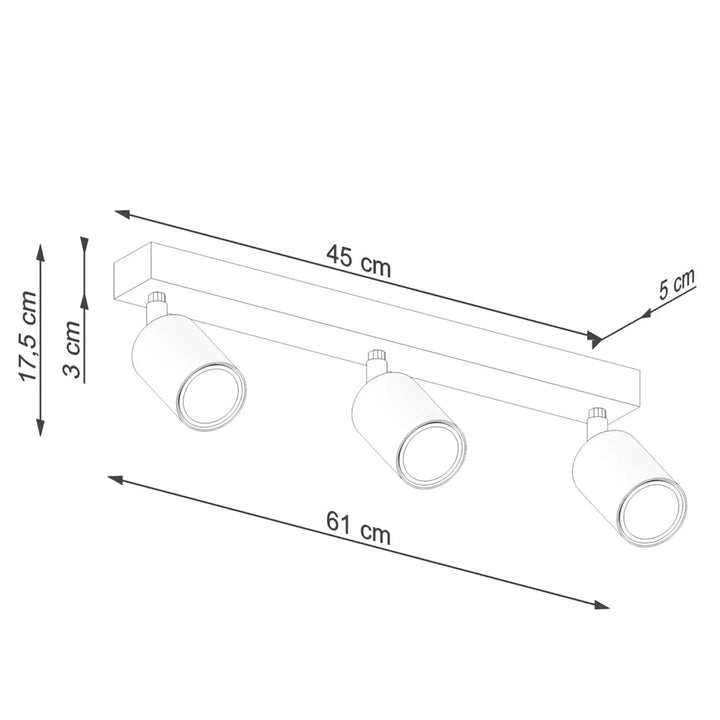 Plafonnier verdo 3l blanc avec trois têtes cylindriques minimalistes design moderne en métal pour éclairage intérieur