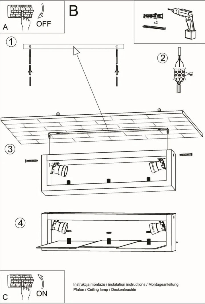 Luminaire plafonnier feniks 2 en bois naturel avec deux spotlights réglables pour une atmosphère unique design intemporel