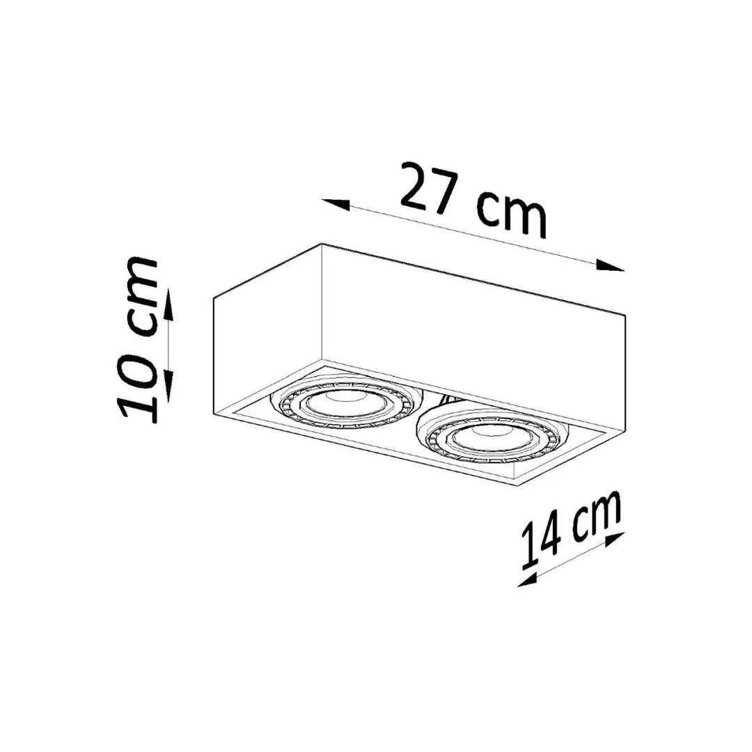 Plafonnier quatro bois naturel lumineux rectangulaire avec deux lampes circulaires pour sentez mieux