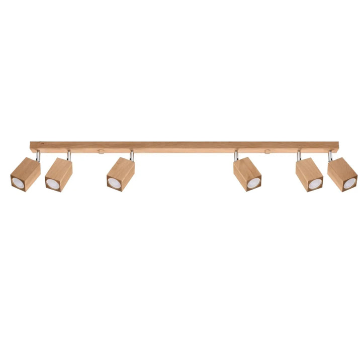 Luminaire plafonnier lampe keke en chêne avec cinq têtes cube ajustables s’intégrera parfaitement au style loft bois
