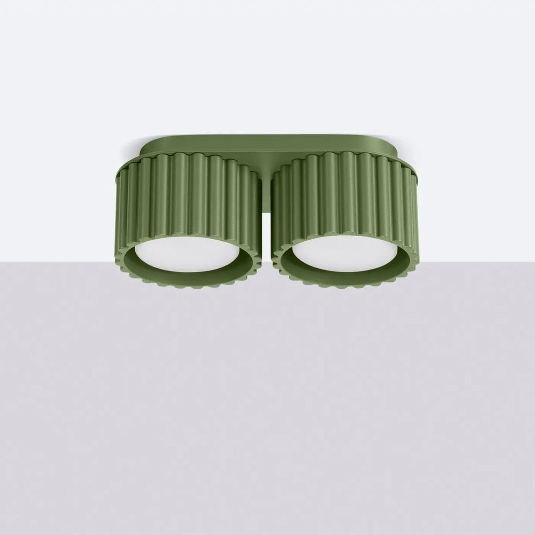 Luminaire Plafonnier vert olive éteinte, vue rapprochée