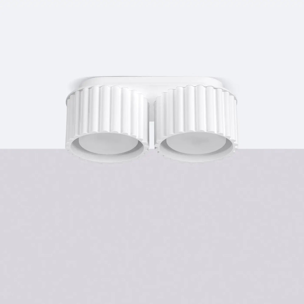 Plafonnier Aura en aluminium cannelé blanc, éteint