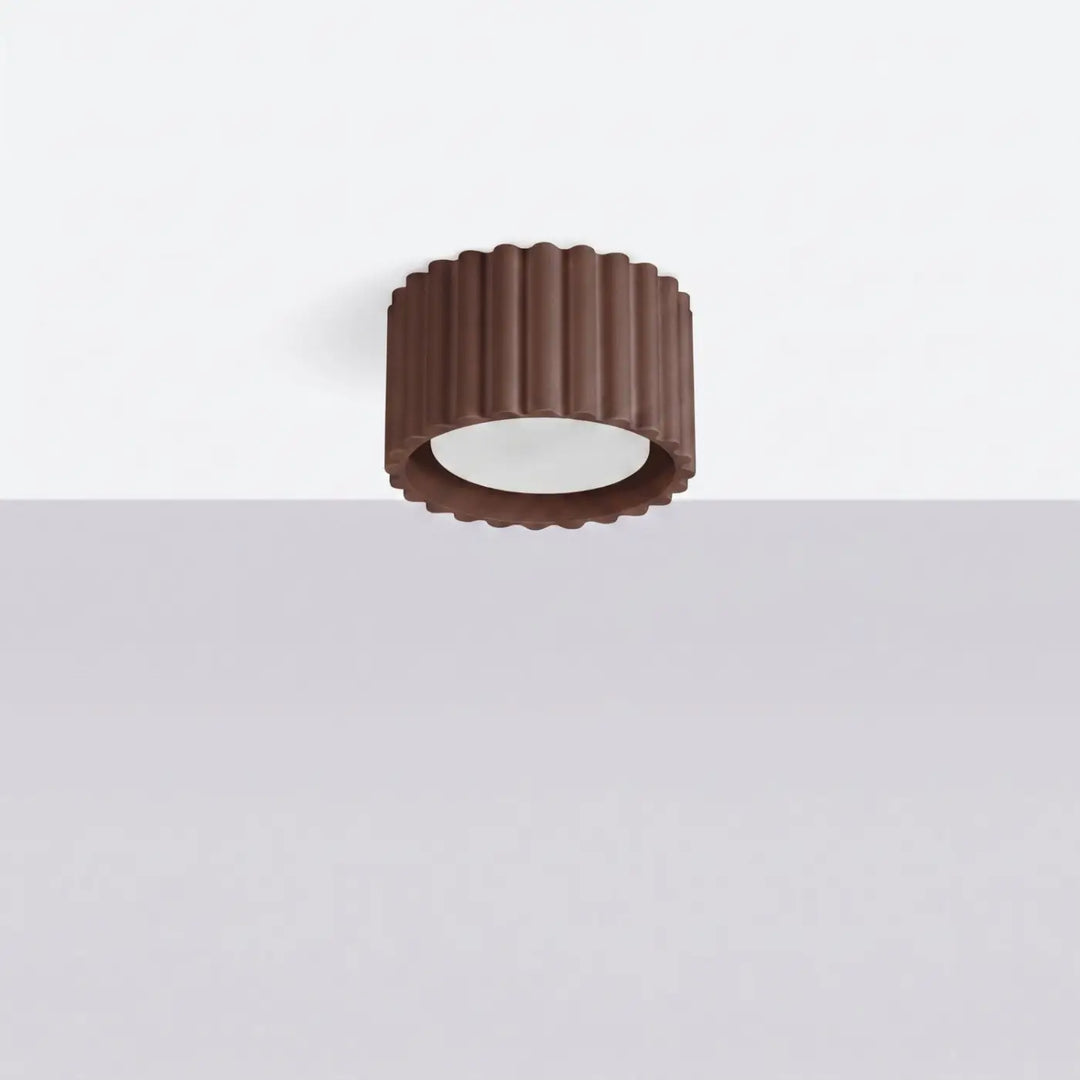 Luminaire Plafonnier marron éteinte, vue rapprochée