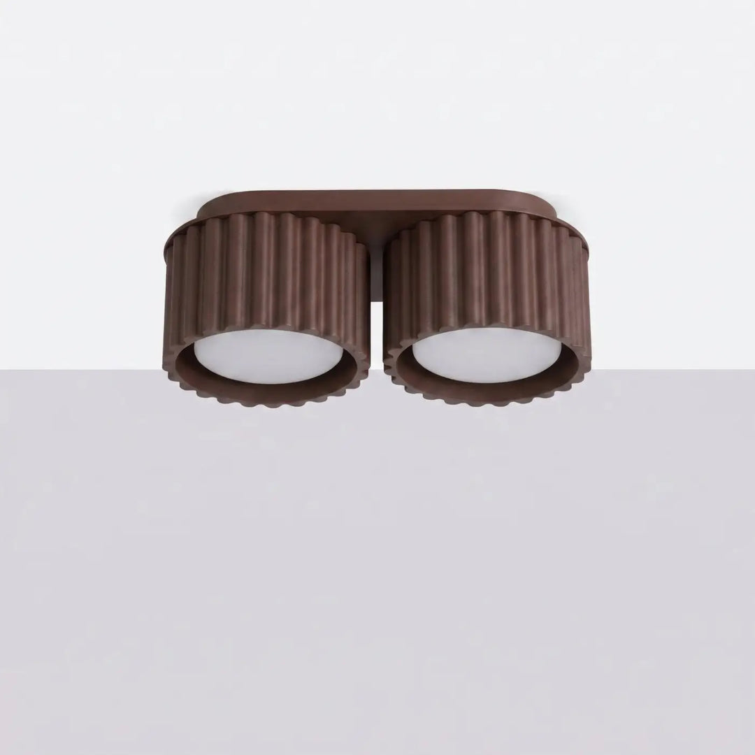 Luminaire Plafonnier marron éteinte, vue rapprochée