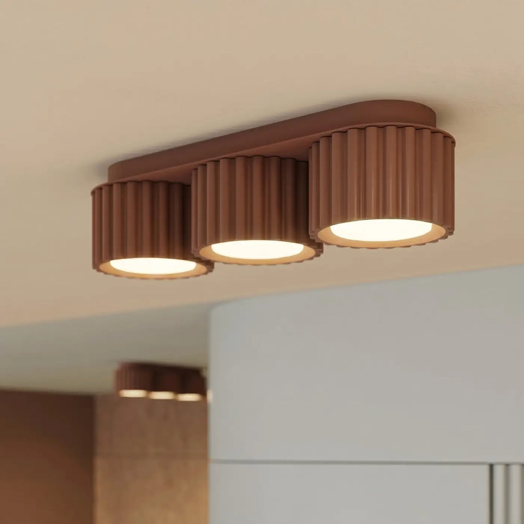 Luminaire Plafonnier moka allumée, vue rapprochée