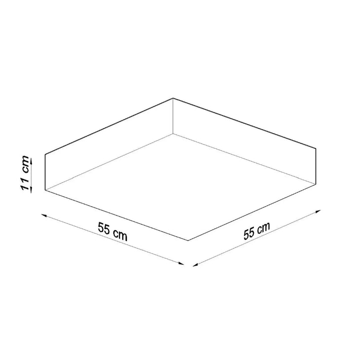 Plafonnier carré horus 55 gris en forme riche dimension 55 cm par 55 cm par 11 cm pour éclairage polyvalent