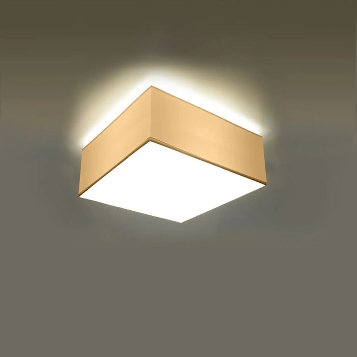 Luminaire plafonnier blanc allumé, vue rapprochée