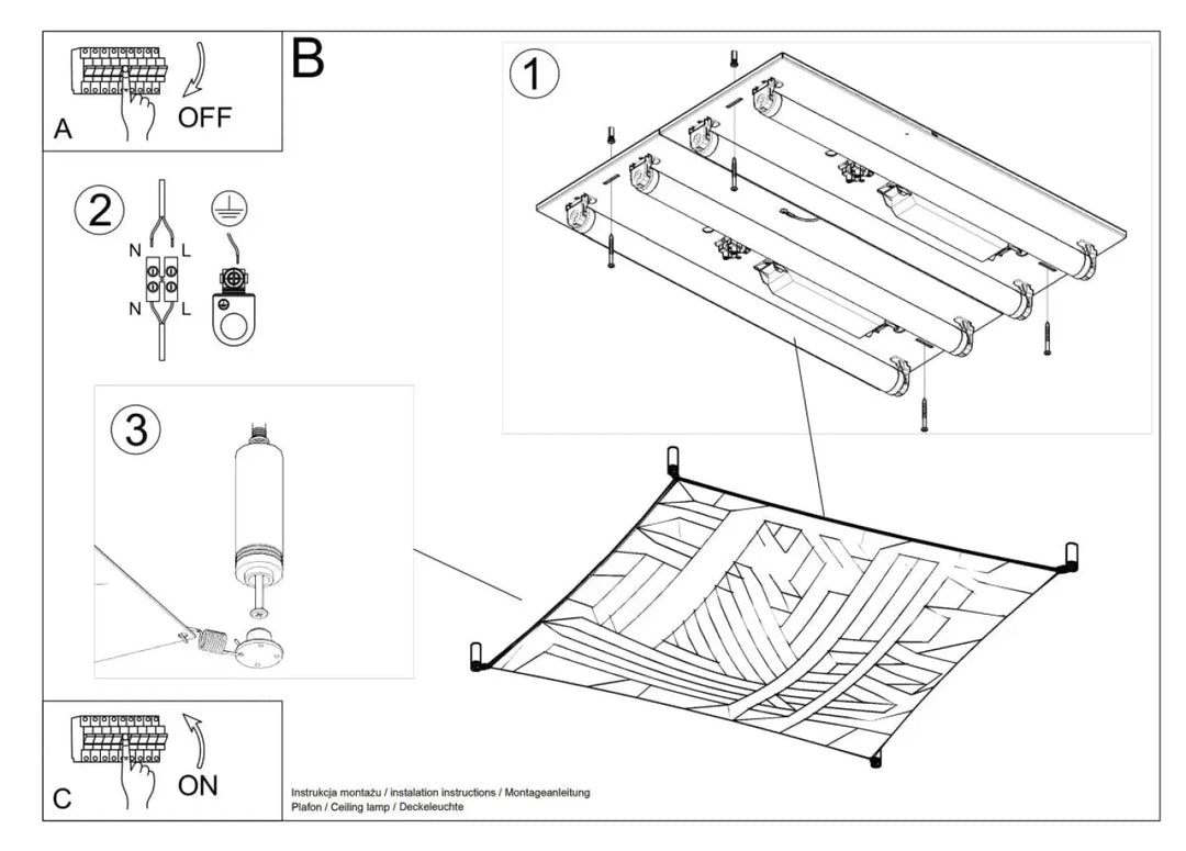 Plafonnier luna 2 blanc avec tubes fluorescents parallèles pour un éclairage minimaliste plus facile à installer