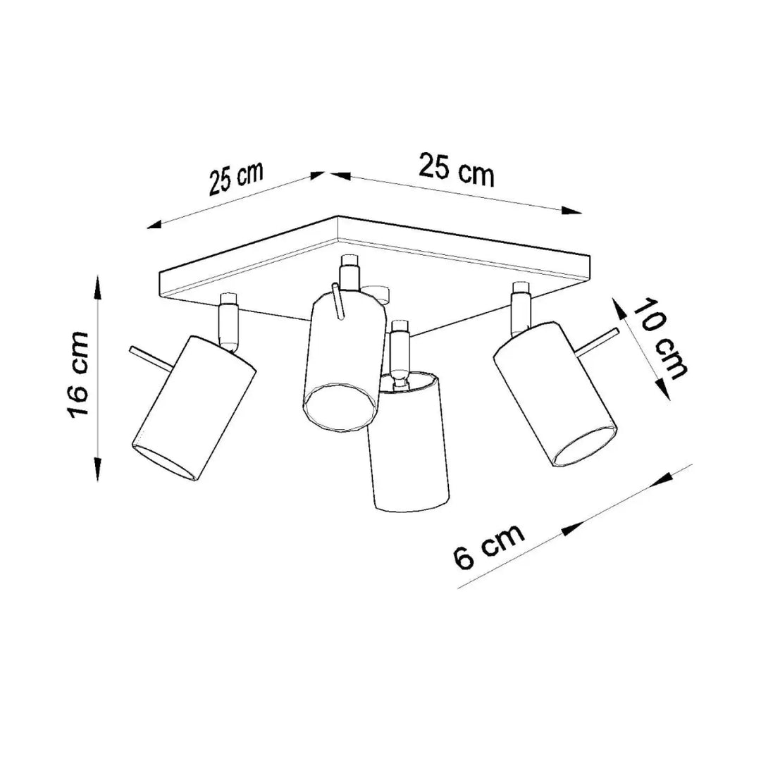 Plafonnier ring 4 chromé avec quatre bras réglables offrant une demi-obscurité chaleureuse moderne