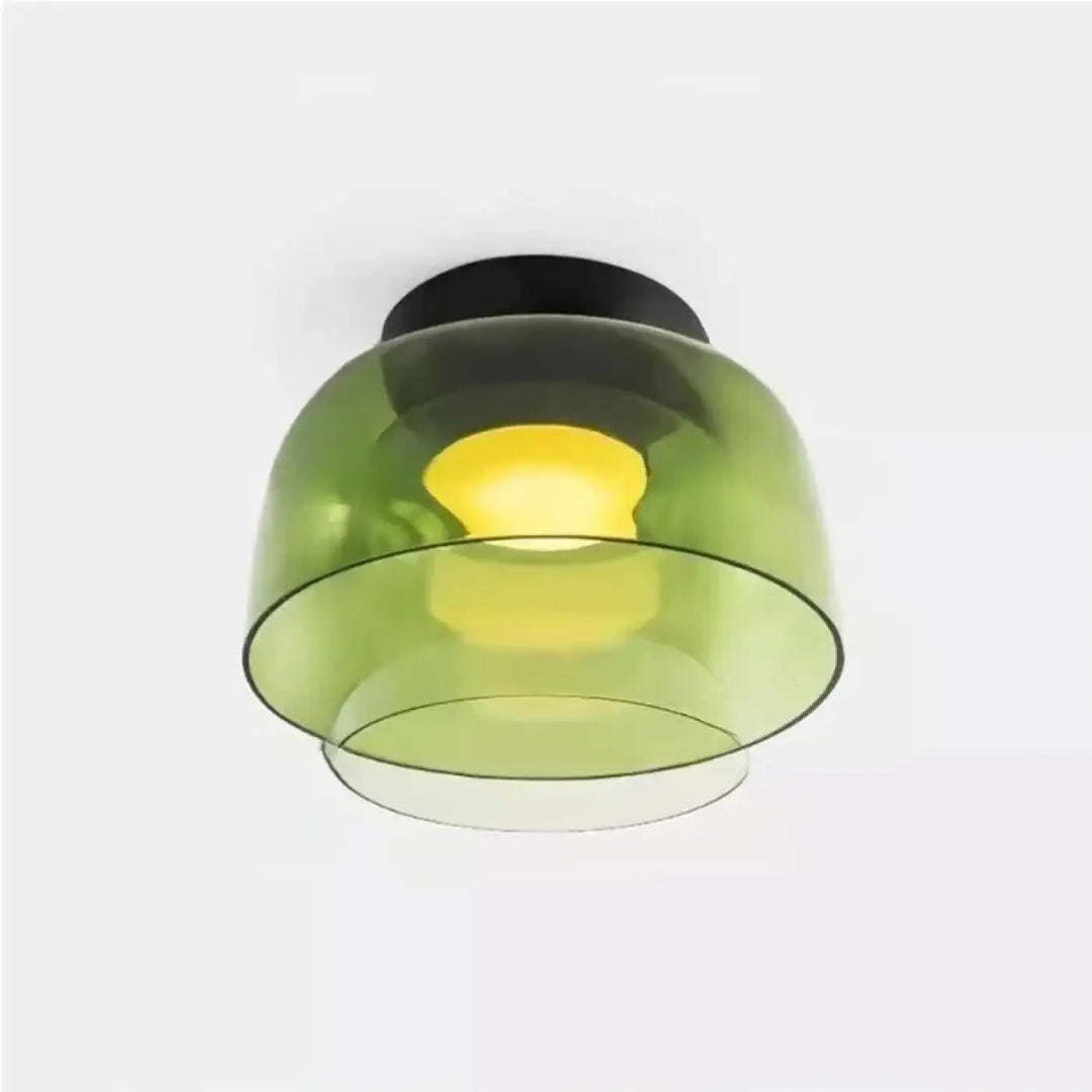 Luminaire plafonnier ceili en verre translucide vert avec base noire luminaire plafonnier coloré médiéval