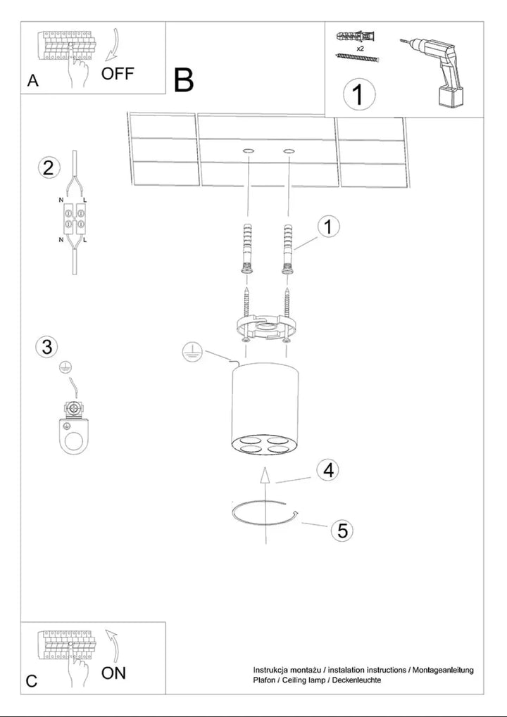 Schéma dassemblage dun luminaire plafonnier zoe led noir avec parties étiquetées pour une combinaison parfaite design moderne