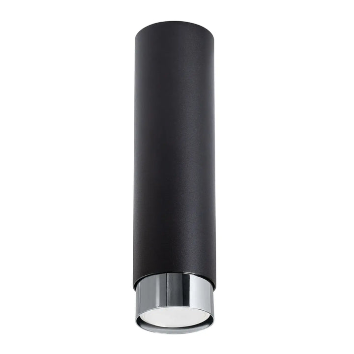 Luminaire plafonnier nero 22,5 avec design moderne noir chrom, cylindre matte et base chrome poli
