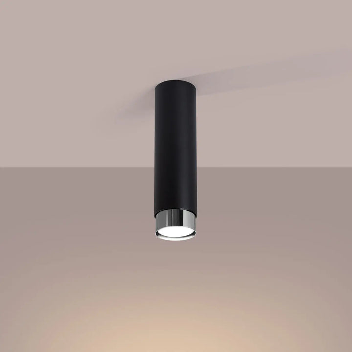 Luminaire plafonnier nero 22,5 noir chrom design moderne avec accent en chrome à la base pour plafond nero