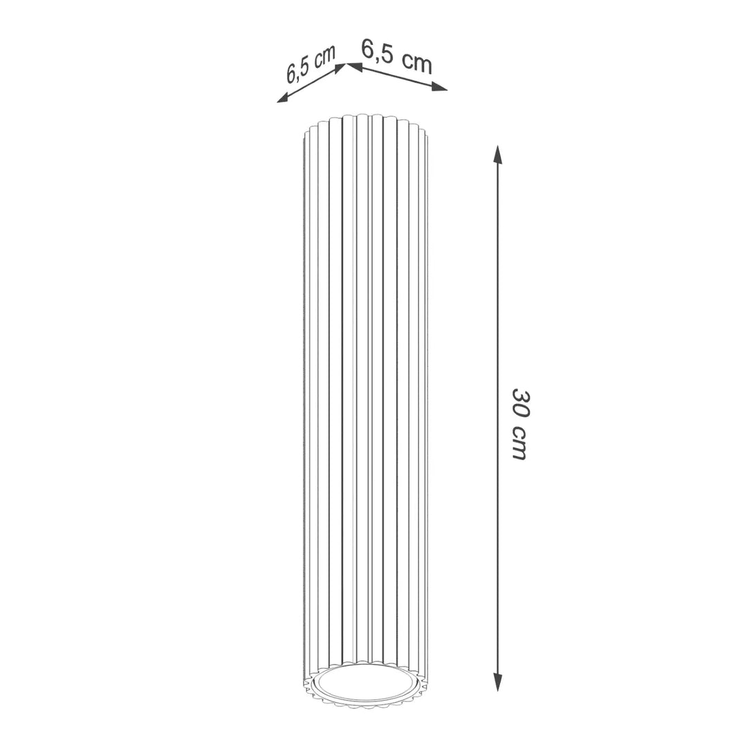 Luminaire plafonnier karbon 30 vert olive avec design minimaliste cylindrique cannelé et ampoules gu10 interchangeables