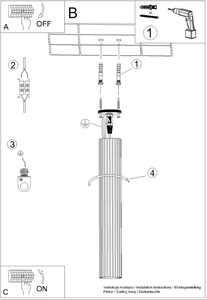 Le diagramme montre lassemblage du plafonnier karbon 60 or avec ampoules gu10 interchangeables et design minimaliste