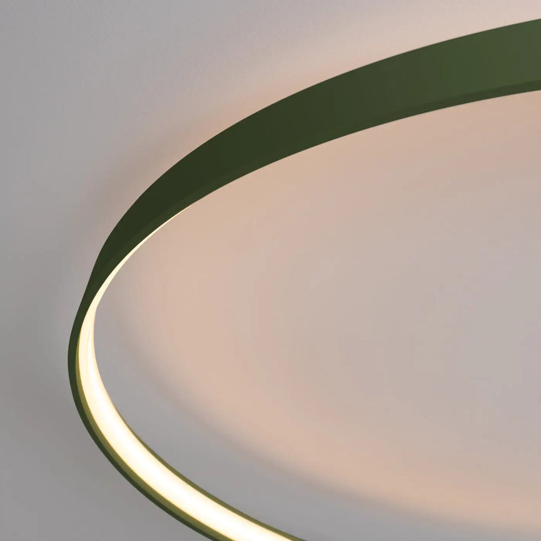 Luminaire plafonnier collection rio design moderne avec cadre vert olive et éclairage led chaud 3000k