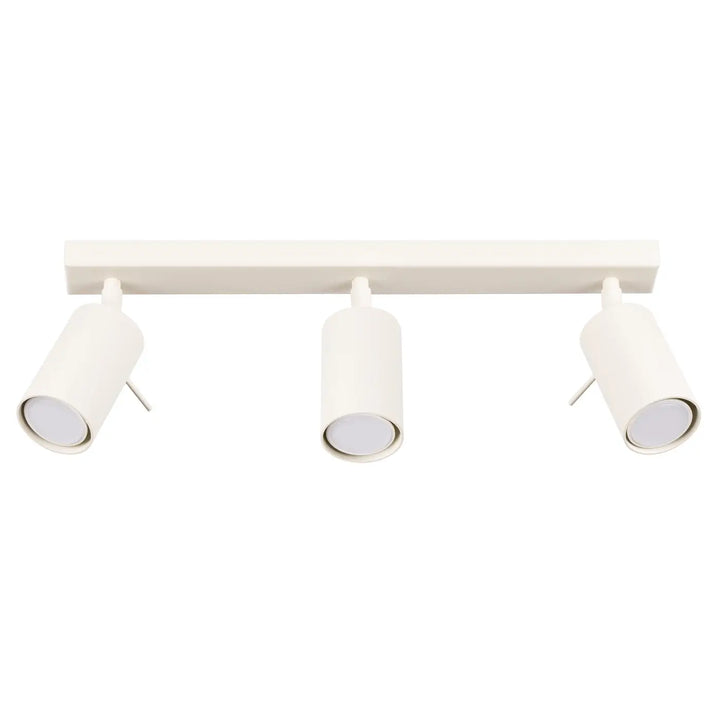Luminaire plafonnier ring 3l beige avec trois spots cylindriques blancs pour un éclairage flexible et minimalisme moderne