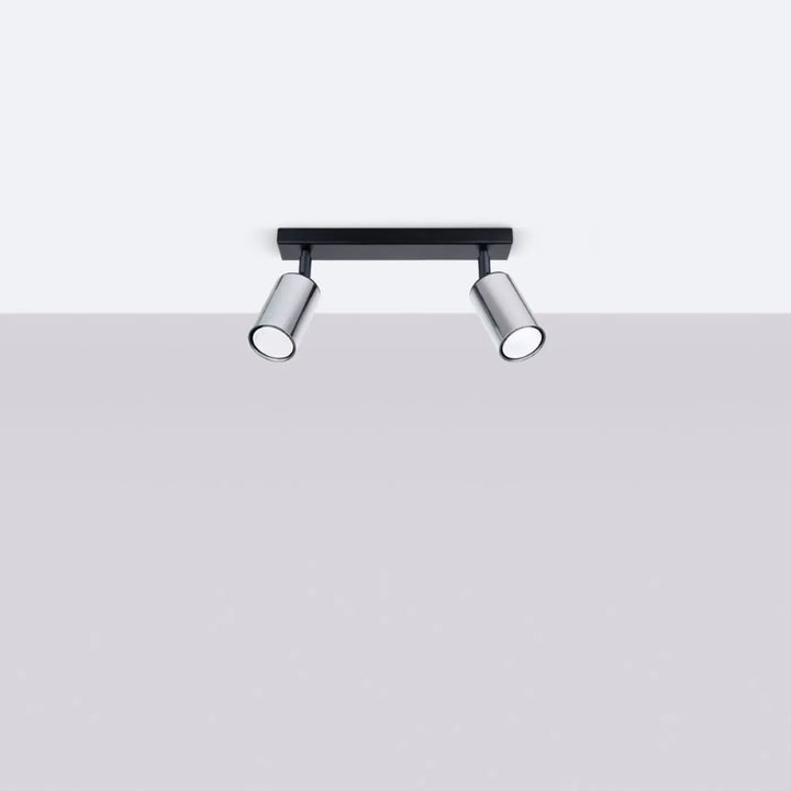 Plafonnier winx 2 noir et chrome avec double spot design moderne de la lampe winx allie