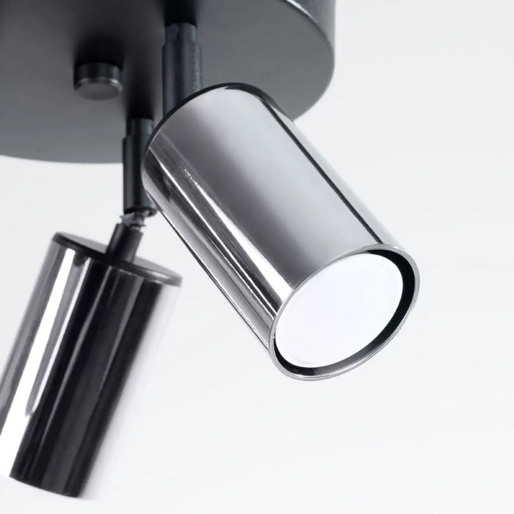 Plafonnier winx 3p noir en chrome avec spots cylindriques réglables lampe winx allie design moderne et fonctionnalité