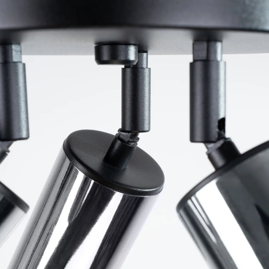 Luminaire plafonnier winx 3p noir en chrome et noir avec fixation réglable pour éclairage directionnel moderne