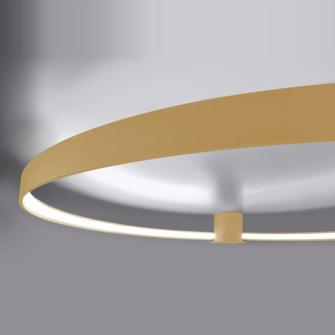 Plafonnier rio doré circulaire avec design unique et efficacité lumineuse élevée led intégrée pour intérieur moderne