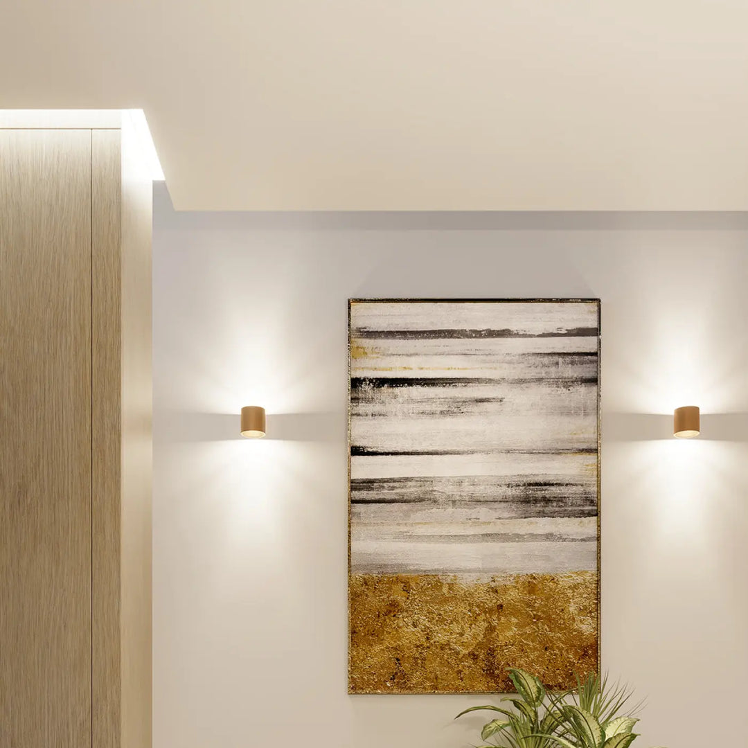 Luminaire plafonnier orbis 1 présentant une décoration intérieure simple coup avec motifs abstraits noirs blanc et or