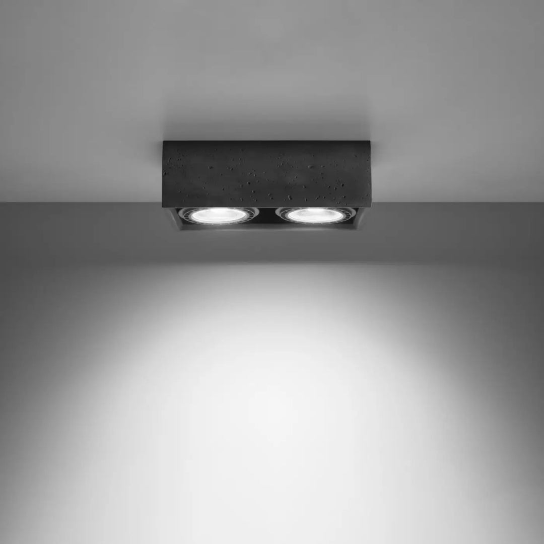 Plafonnier quatro en béton noir avec deux spots LED circulaires pour un éclairage efficace sentez mieux