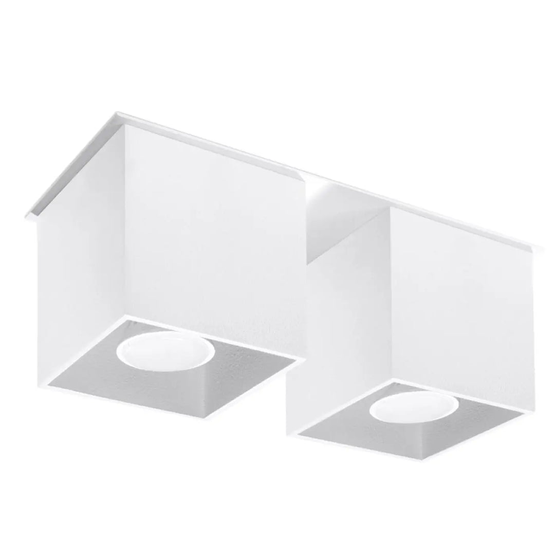 Luminaire plafonnier quad 2 blanc avec deux unités carrées montées individuellement pour une magnifique décoration moderne