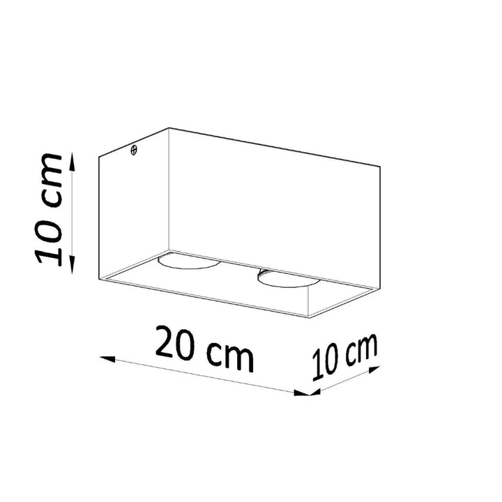 Luminaire plafonnier quad blanc avec deux ouvertures circulaires en bois naturel 20 cm de large 10 cm de profondeur