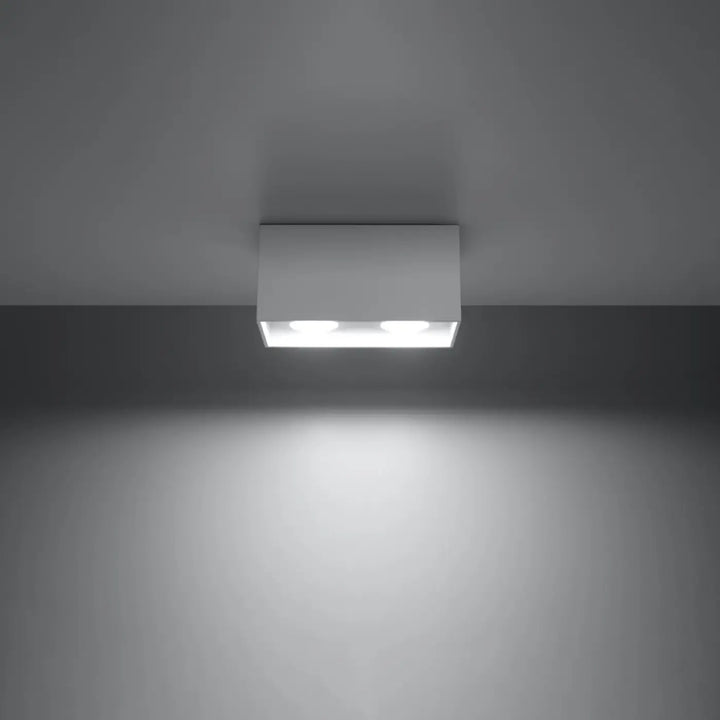 Luminaire plafonnier quad blanc rectangulaire avec deux ampoules led pour plafond quad maxi en bois naturel
