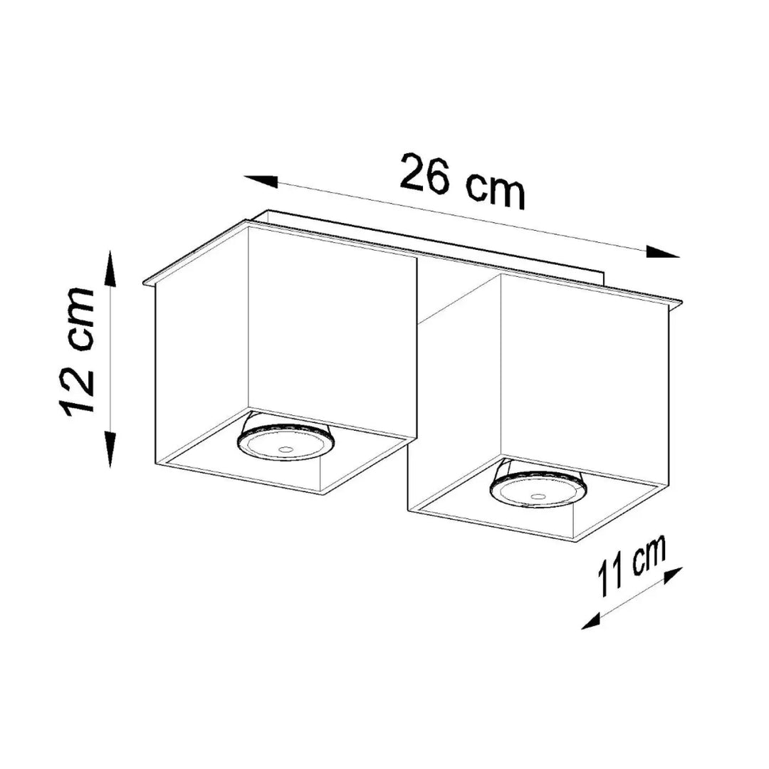 Plafonnier quad noir à double éclairage encastré avec design rectangulaire minimaliste en bois naturel montées individuellement