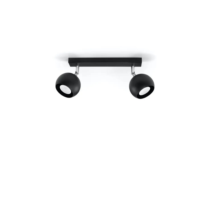 Luminaire plafonnier oculare 2 noir à double tête sphérique en finition mate noir avec design original plafonnier moderne