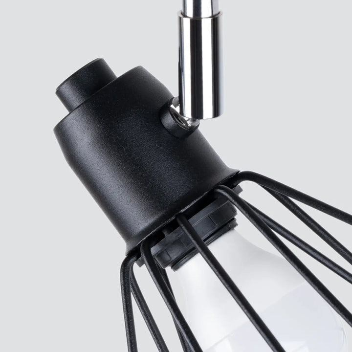 Luminaire plafonnier série artemis 2 noir en métal cage mat avec support chrome pour créer une atmosphère intime