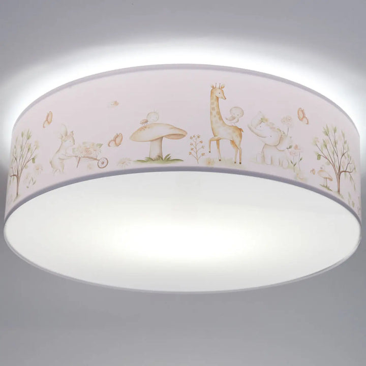 Luminaire plafonnier sweet dreams blanc avec illustration douce d’animaux de la forêt pour plafonnier enfant blanc