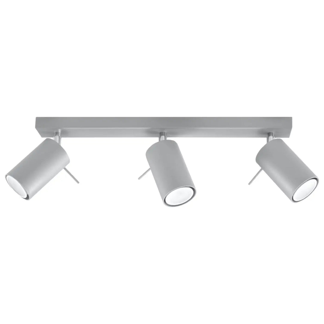 Luminaire plafonnier ring 3 gris en métal avec trois spots orientables que vous pouvez facilement installer