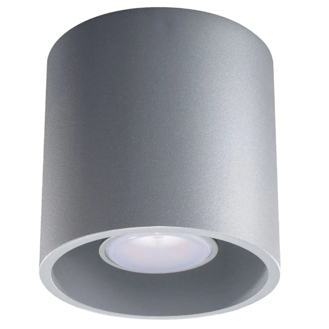Plafonnier orbis gris cylindre en bois naturel mat avec ampoule led intégrée pour éclairage intérieur moderne
