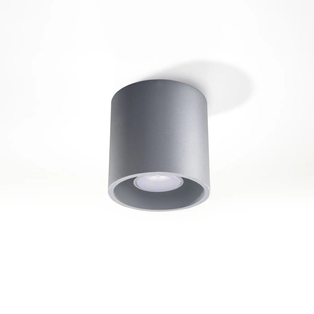 Luminaire plafonnier orbis 1 gris moderne cylindrique en bois naturel avec led intégrée et finition mate