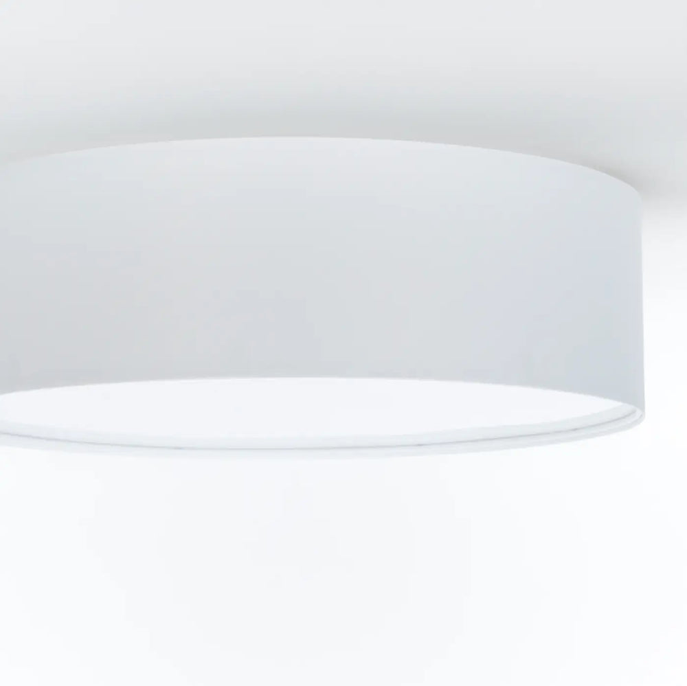 Luminaire plafonnier gris perle avec finition mate et forme cylindrique blanche pour éclairage intérieur