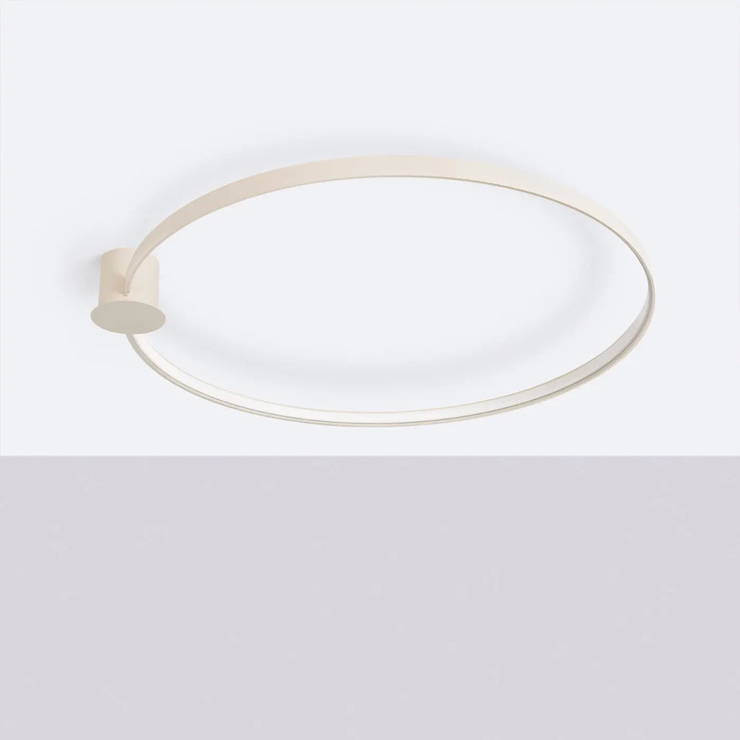 Luminaire plafonnier collection rio design moderne en métal beige off white avec éclairage led intégré 3000k oval minimaliste