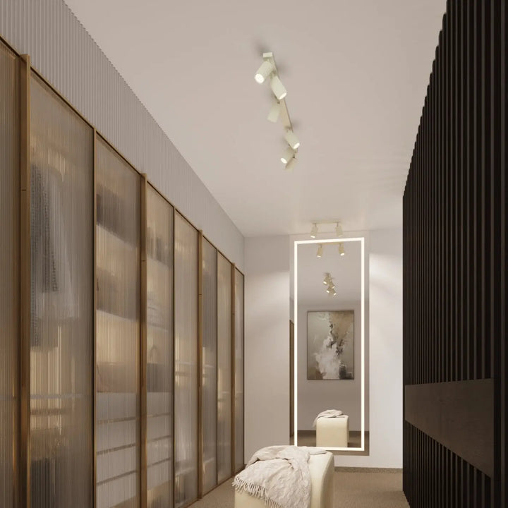 Luminaire plafonnier karbon 30 beige avec ampoules gu10 interchangeables design minimaliste et plafonnier karbon allie