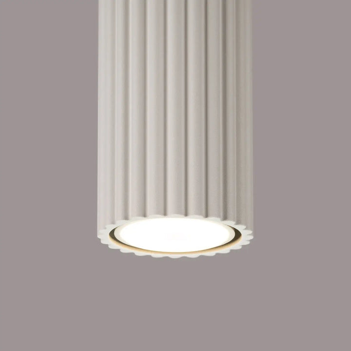 Luminaire plafonnier karbon 30 beige avec design minimaliste et ampoules gu10 interchangeables en forme colonnaire