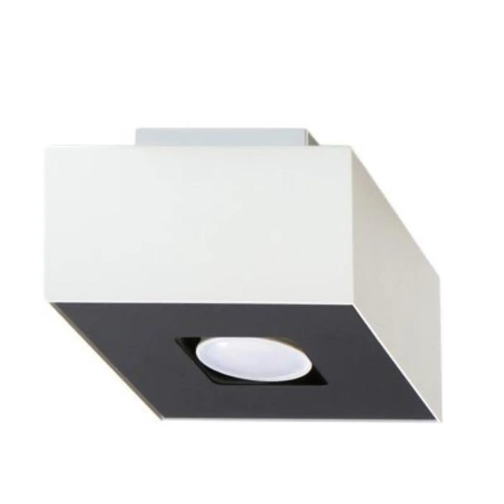 Plafonnier moderne mono blanc et noir avec spot allongé led encastré design carré pour éclairage intérieur