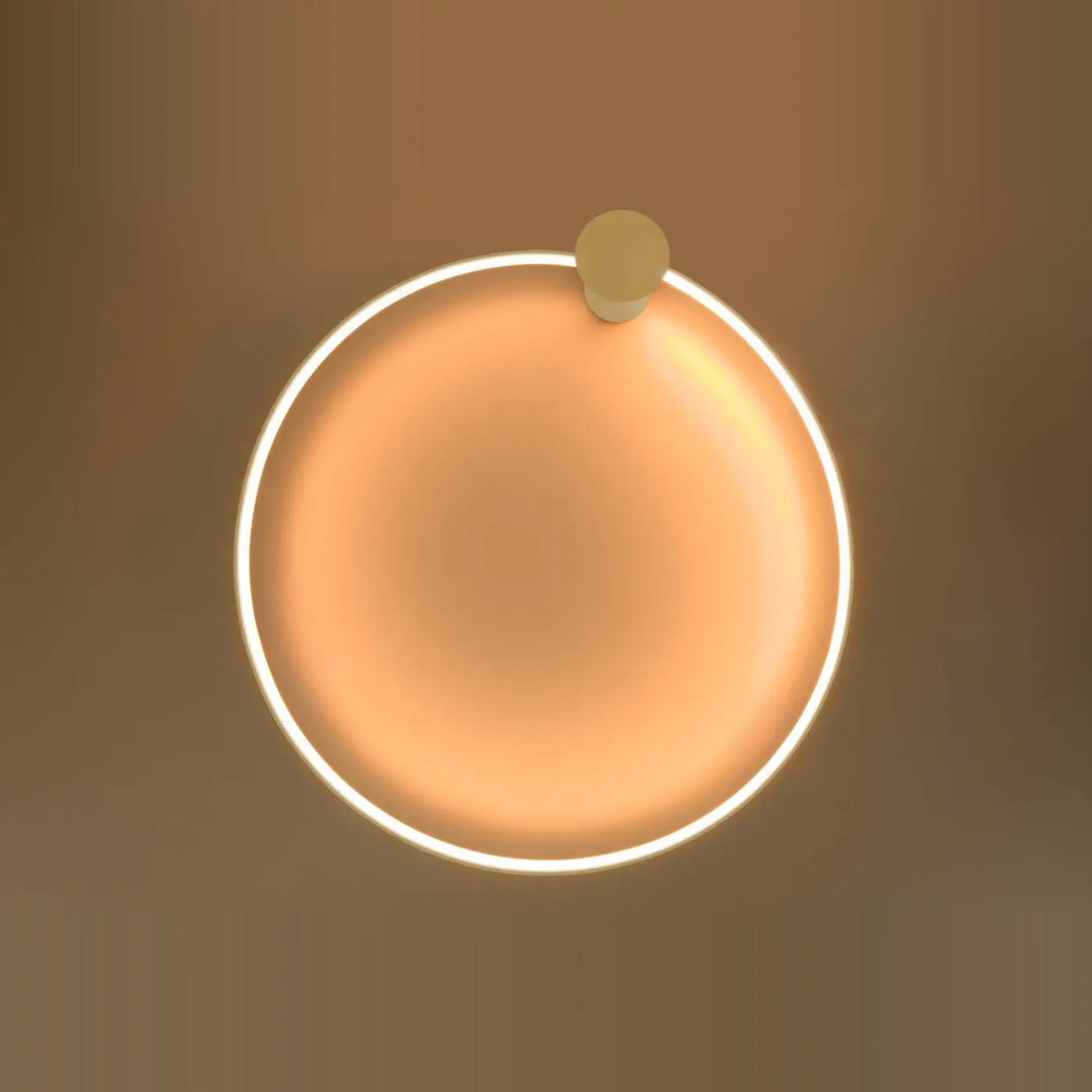 Plafonnier rio 78 3000k doré avec modules led et efficacité lumineuse élevée en acier doré mat et anneau led blanc chaud